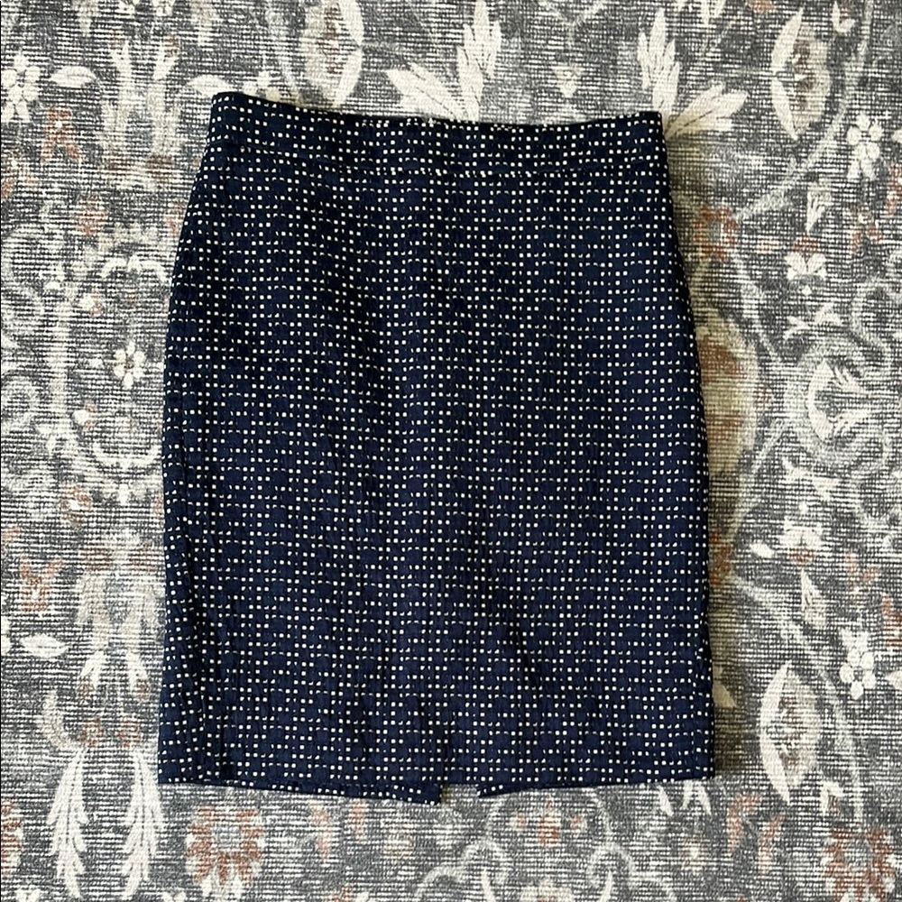 J. Crew Navy/White Woven Texture Pencil Skirt/Size 00